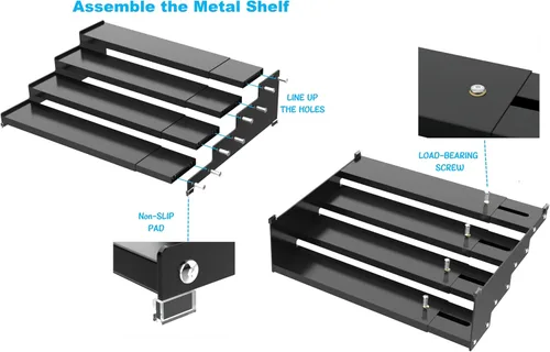 Miniatura 5 de Jojocross Organizador de especias expandible de 4 niveles para gabinete de cocina, diseño moderno y estante de almacenamiento antideslizante que 1