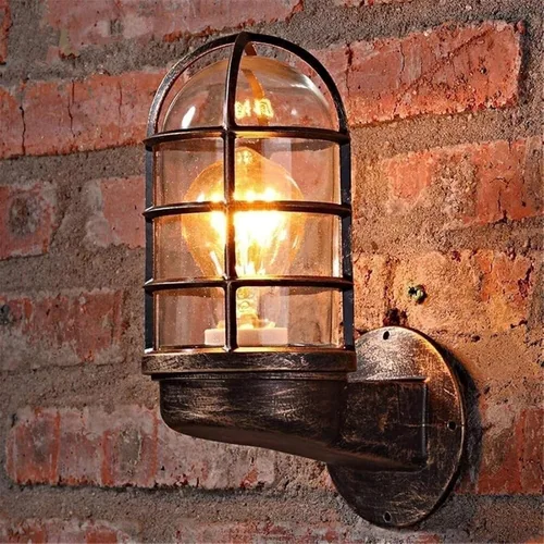 Miniatura 3 de Creative Wrought Iron Glass Wall Lamp - Retro Industrial Style Wall Sconce for Bar and Bedroom, E27 Illumination (White/Brown)