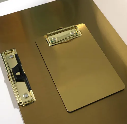 Miniatura 4 de Portapapeles magnéticos de acero inoxidable 4 x 6, portapapeles dorados pequeños tamaño A6, tablero de clip de metal con clip de perfil bajo