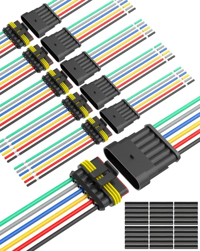 Miniatura 8 de NAOEVO Conector de 5 Pines Impermeable, Conectores de 5 Cables 16 AWG, Conectores Eléctricos Automotrices Macho y Hembra Vía con Tubo