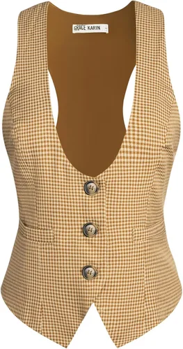 Miniatura 104 de GRACE KARIN - Chaleco corto para mujer con espalda cruzada, chaleco estilo académico y retrofuturista