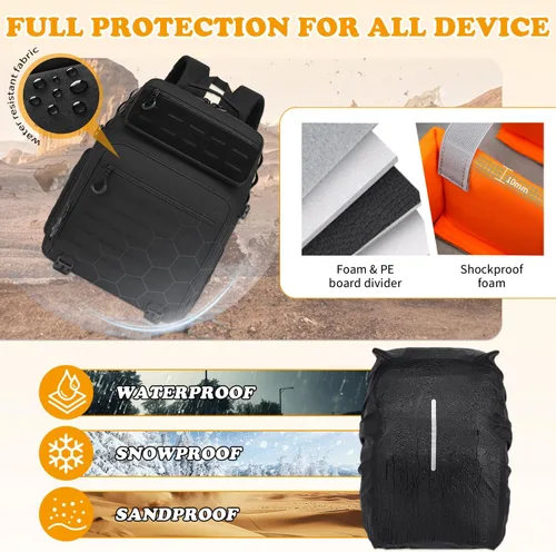 Miniatura 5 de HAMBOLY Mochila profesional para cámara, gran bolsa impermeable para fotografía DSLR/SLR/cámara sin espejo con soporte para trípode/compartimento