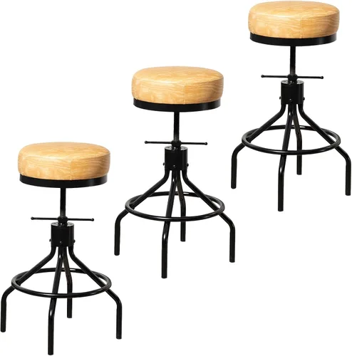 Miniatura 12 de Taburetes de bar giratorios ajustables, modernos de piel sintética de 28 pulgadas, redondo, sin espalda, altura de mostrador, silla de bar