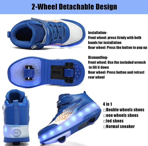 Miniatura 4 de Tenis con ruedas para niños y niñas, tenis deportivos recargables con luz LED para principiantes, el mejor regalo
