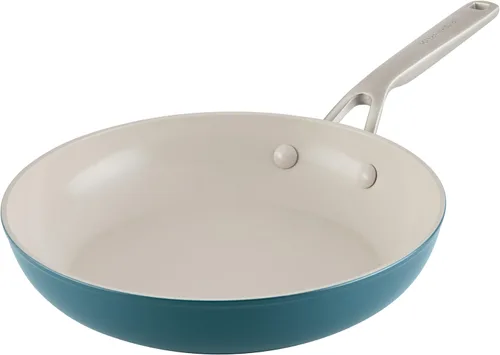 Miniatura 15 de KitchenAid - Sartén/cocedor jumbo de cerámica anodizada dura antiadherente con inducción con tapa y mango auxiliar, apta para lavavajillas, Porcelana