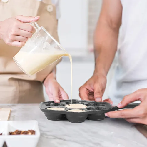Miniatura 6 de Sartén de hierro fundido para panqueques daneses aebleskiver de Commercial CHEF, Utensilio de cocina de hierro fundido presazonado para bolitas