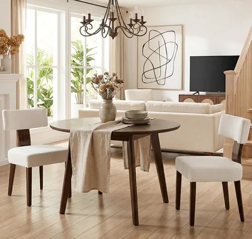 Miniatura 33 de Shunzhi Juego de 2 sillas de comedor modernas de mediados de siglo, sillas tapizadas de madera para comedor, sillas de cocina estilo granja, sillas