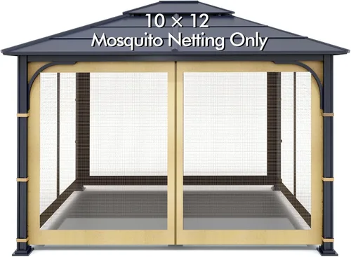 Miniatura 10 de Wonwon Gazebo Mosquitera de Repuesto Universal para Exteriores Toldo de 4 Paneles de Paredes de Malla con Cremallera para Gazebo de 10' x 10