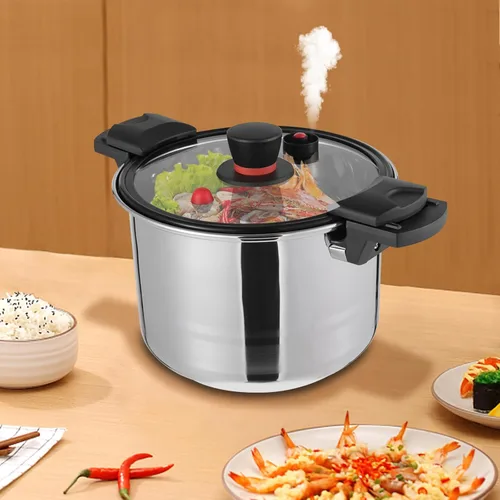 Miniatura 8 de Olla a presión de 7L/6.35 cuartos de galón, olla a presión de acero inoxidable 201 con válvula de limitación de presión y esponja, utensilios