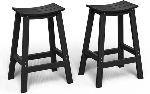 Miniatura 12 de nevilywood Adirondack - Juego de 5 sillas altas de bar, juego de 4 sillas de bar Adirondack con mesa, muebles de patio de polietileno de alta Teca