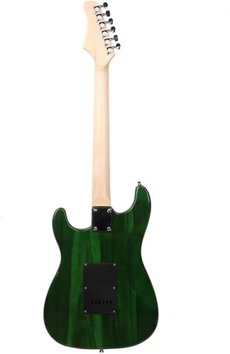 Miniatura 4 de Vasitelan Kit completo de guitarra eléctrica de 39 pulgadas para principiantes, tamaño completo con amplificador de 20 W, con correa, bolsa, Verde