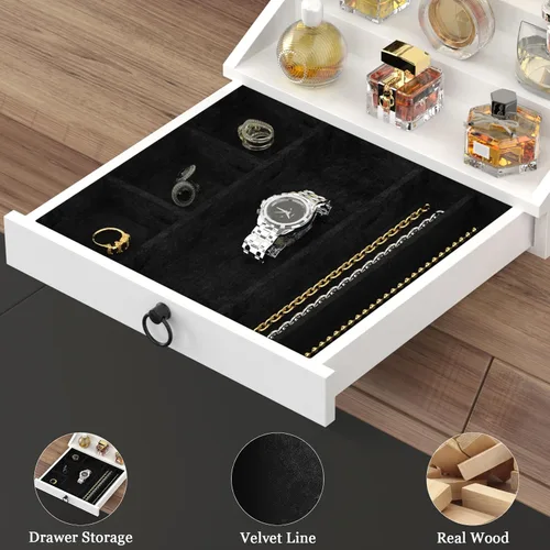 Miniatura 3 de upcessory Organizador de Colonia de Madera para Hombres Estante Mejorado de Colonia de 4 Niveles Organizador de Perfumes con Cajón Forrado