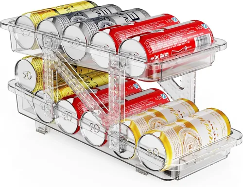 Dispensador de latas de soda para refrigerador, portadores de latas para nevera, organizador de latas de soda de ancho ajustable para refrigerador,