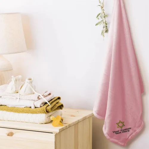Miniatura 3 de Fastasticdeals Ropa de cama de bebé para niños y niñas, diseño de estrella de David Jewish B poliéster Texto y nombre personalizados rosa aquí