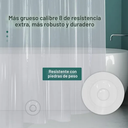 Miniatura 6 de AmazerBath - Cortina de plástico transparente de acetato de vinilo polietileno (PEVA) prémium, 72x72 pulgadas, 8G, de alta resistencia, con 3