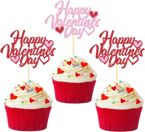 Miniatura 9 de 24 adornos para cupcakes para el día de San Valentín, 1er cumpleaños, temática de dulce amor, decoración de pastel para el día de San Valentín, 1er
