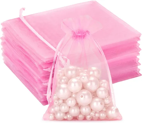 Miniatura 21 de G2PLUS Bolsas de organza con cordón de 4 x 6 pulgadas, 100 bolsas de organza azul aguamarina, bolsas de malla transparente para joyas, bolsa