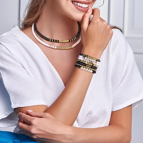 Miniatura 2 de Kit de Pulsera Heishi de Funtopia, Cuentas de Arcilla Polimérica para Hacer Joyas, Kit de Pulsera de Amistad con Cuentas de Oro y Letras del 3.