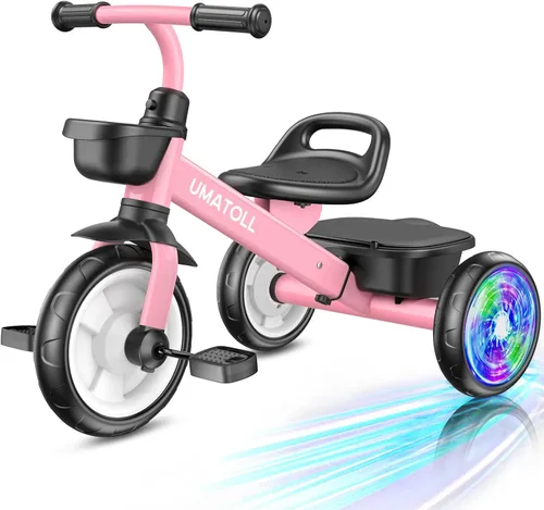 Miniatura 12 de Umatoll Triciclo para niños pequeños de 2 a 5 años, bicicleta ajustable para niños pequeños juguetes al aire libre, regalo de cumpleaños para niño