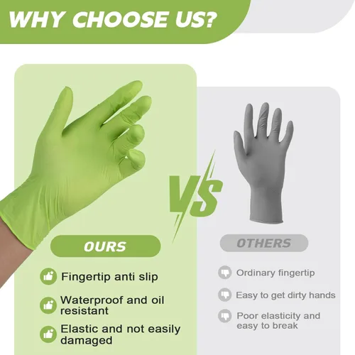 Miniatura 8 de FINITEX Nitrile Disposable Gloves - Green 3.5mil 100/1000PCS Powder-Free Latex-Free Medical & Food Use Verde (Small 100)