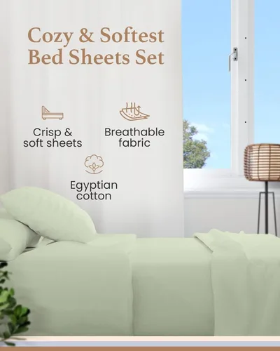 Miniatura 2 de Good Sleep Bedding Sábanas Twin XL - Sábanas 100% Algodón Egipcio, 4 Pzas, Juego de Sábanas Twin XL, Sábanas Refrescantes para Cama, Sateen Wave
