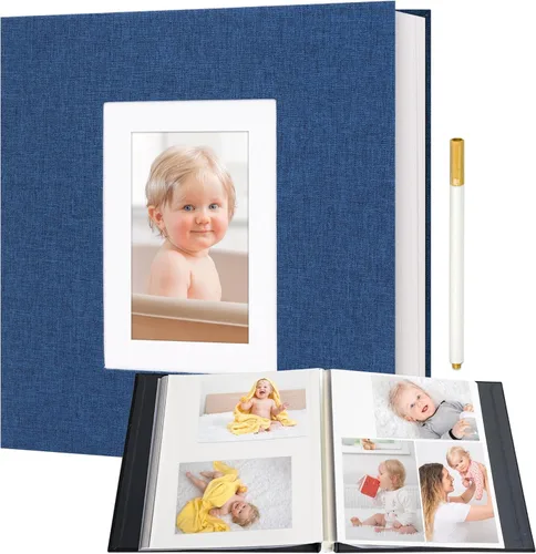 Miniatura 19 de Vienrose Álbum de fotos autoadhesivo para fotos de 2 x 3, 4 x 6, 5 x 7, 8 x 10 pulgadas, 40 páginas en blanco, cubierta de lino, libro de recuerdos