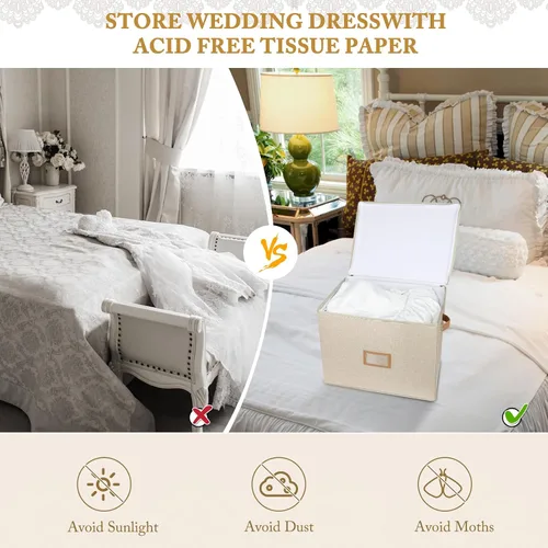 Miniatura 2 de Lukeline Caja de almacenamiento para vestidos de novia, caja de preservación de vestidos de novia con tapa, organizador plegable sin ácidos con 1