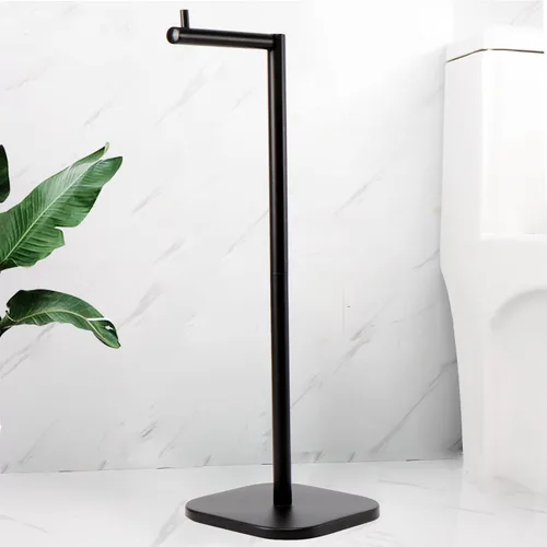 Miniatura 10 de Soporte de papel higiénico, almacenamiento de papel higiénico independiente para baño, soporte de papel higiénico de acero inoxidable con reserva