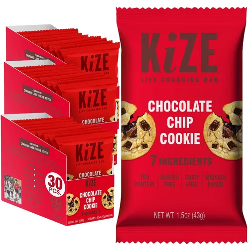 Miniatura 34 de KiZE Energy Bars - Barras energéticas de reemplazo de comidas con alto contenido de proteínas, a base de mantequilla de almendras, sin gluten, sin