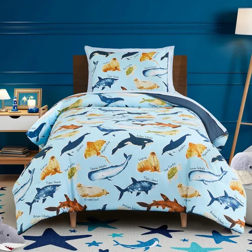 Miniatura 12 de Juego de edredón para niños Kaleido Space tamaño individual para niños, juego de ropa de cama para niños con luz en la oscuridad para jugadores, 1