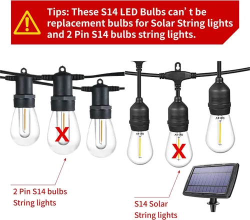 Miniatura 2 de Meconard Paquete de 30 bombillas LED S14 Edison para cadenas de luces exteriores, bombillas de repuesto de 1 vatio para cadenas de luces exteriores