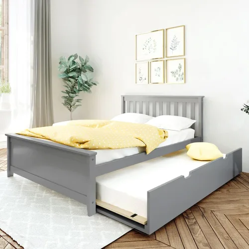 Miniatura 15 de Max & Lily Cama individual, base de cama con cabecera para niños con cajón deslizable, rejilla, color nogal