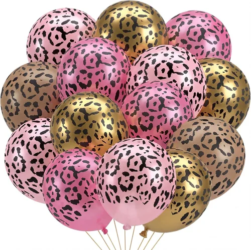 Miniatura 21 de Gejoy 36 globos dorados con estampado de guepardo de 12 pulgadas, globos con estampado de leopardo, safari, selva, animales, decoraciones de látex