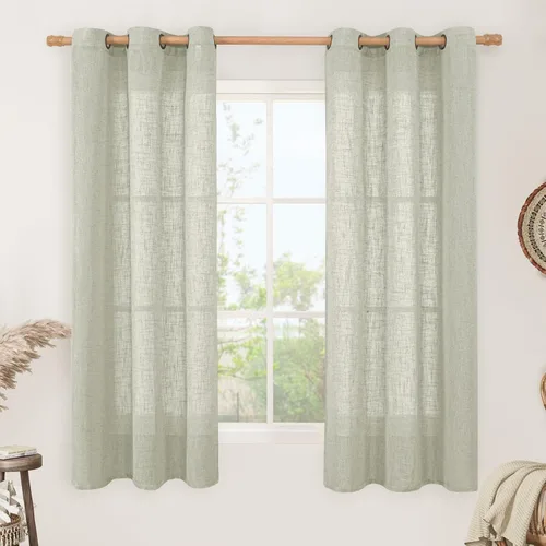 Miniatura 207 de LAMIT Cortinas de lino sintético para dormitorio, paneles filtrantes de luz, cortinas de lino con protección de privacidad con ojales para ventanas
