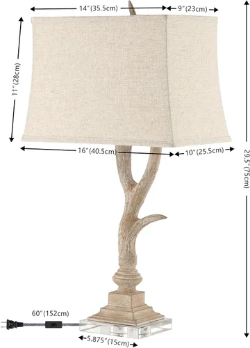 Miniatura 4 de JONATHAN Y Lámpara de mesa rústica de 29.5 pulgadas de color beige/transparente para decoración de cabina, resina sintética y base de cristal