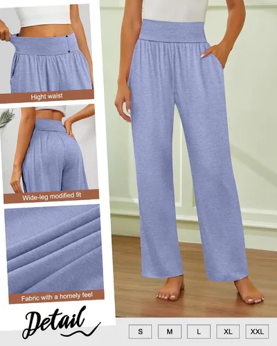 Miniatura 133 de Neer - Conjunto de 3 pantalones de yoga de pierna ancha para mujer - Pantalones deportivos cómodos, holgados, de cintura alta y casuales
