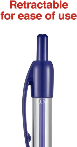 Miniatura 4 de STAPLES Bolígrafos retráctiles, punta fina de 0.028 in, tinta azul, paquete de 12 – Bolígrafos de escritura de precisión para uso en oficina
