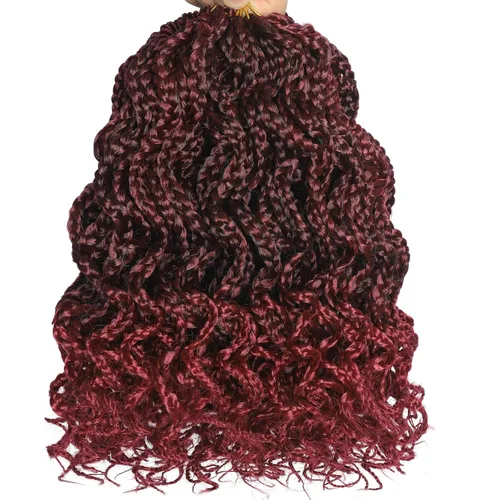 Miniatura 17 de Trenzas de caja Goddess de 150 hebras, cabello rizado de 8 pulgadas, trenzas de ganchillo pretrenzadas, trenzas de ganchillo pretrenzadas, trenzas