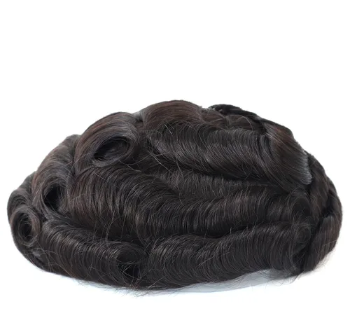 Miniatura 3 de HAIR NATURE Toupee para hombres cabello humano, sistema de reemplazo de cabello para hombre, encaje frontal francés, piezas de cabello negro 8x10#1B