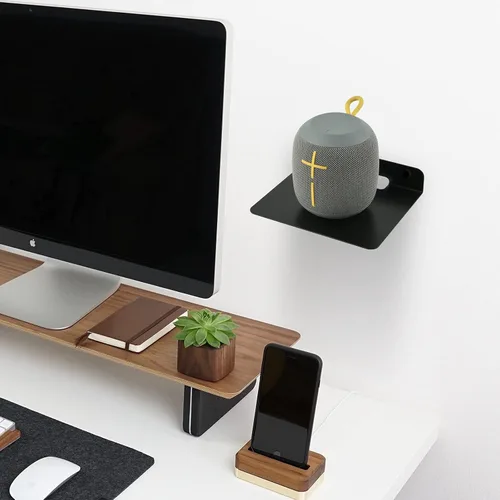 Miniatura 7 de Soporte de altavoz pequeño para estante flotante, estante de pared pequeño de 6 pulgadas, soporte de altavoz de metal para cámara web de seguridad