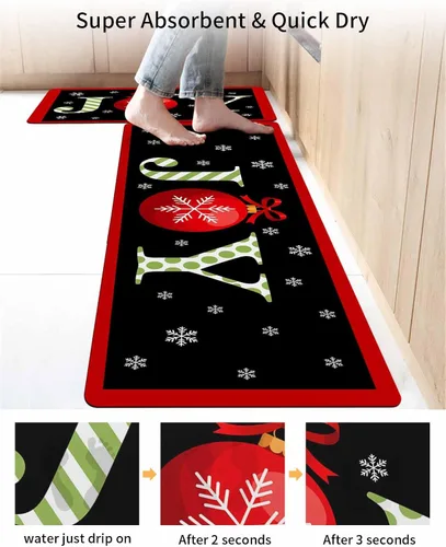 Miniatura 4 de Tapete de baño con copos de nieve para bañera, antideslizante, de secado rápido y absorbente, con tierra de diatomeas, para cocina, lavable