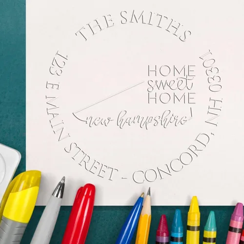 Miniatura 86 de Sello en relieve de dirección personalizado para nuevos propietarios de viviendas, sello redondo de 1-5/8 para dirección de casa, estampado