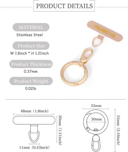 Miniatura 6 de Lengüeta de metal para teléfono, parche de cordón, llavero de soporte para teléfono, soporte para anillo, lengüeta de correa