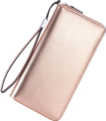 Miniatura 27 de Lavemi Pequeña cartera compacta para mujer, con bloqueo RFID, de piel auténtica, plegable, con ventanas de identificación