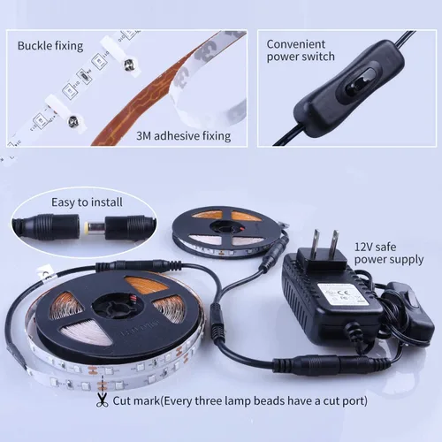 Miniatura 3 de Kit de tira de luz LED negra de 40 pies, 720 unidades LED, accesorios de luz negra flexibles de 12 V, no impermeable