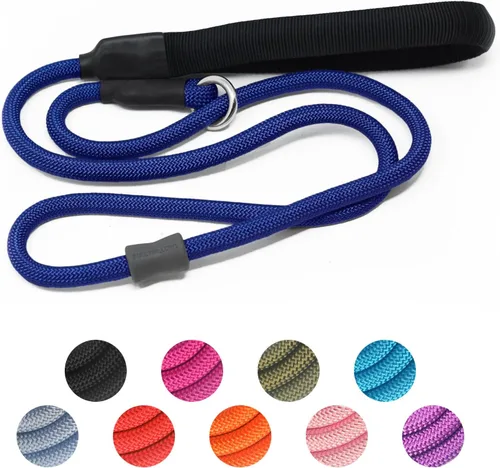 Miniatura 12 de Correa de Entrenamiento para Perros de Cuerda Deslizante Fuerte (4 pies) – Correa de Nylon Trenzado Resistente y Duradera con Tope de Goma y Mango