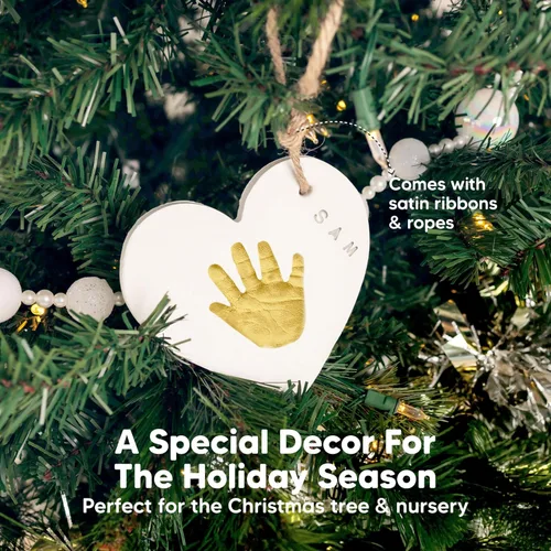Miniatura 4 de Kit de huellas de mano y pie para bebé - Adorno personalizado para la primera Navidad del bebé, adorno de recuerdo de huella de recién nacido, kit
