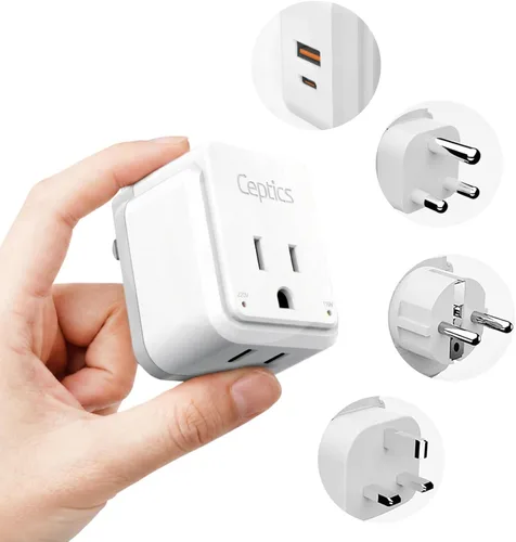 Miniatura 13 de Ceptics Adaptador de Enchufe de Corriente Internacional Juego de Viaje, 20W PD y QC, USB Dual Seguro y USB-C 3.1A - 2 Tomas de EE.UU. - Compacto