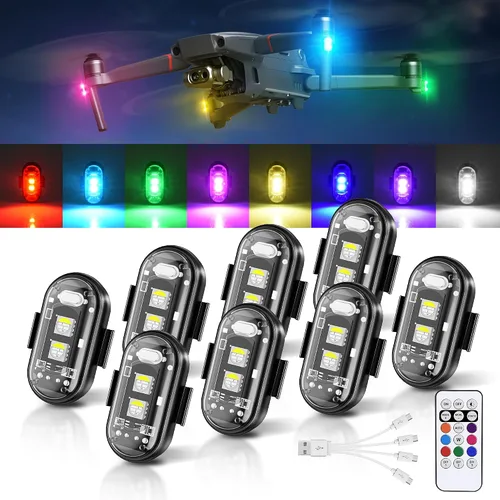Miniatura 8 de Luces estroboscópicas LED inalámbricas, control remoto, 8 colores, carga USB, impermeables, luces de advertencia de emergencia anticolisión