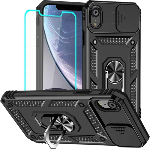Miniatura 24 de HNHYGETE Funda para iPhone XR con protector de pantalla HD: [grado militar de 20 pies probada en caídas] Funda protectora para cámara deslizante a